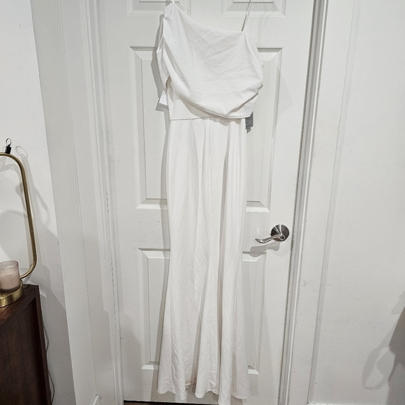 KATIE MAY Layla Pleat One-Shoulder Crepe Gown - Picture 4 of 8